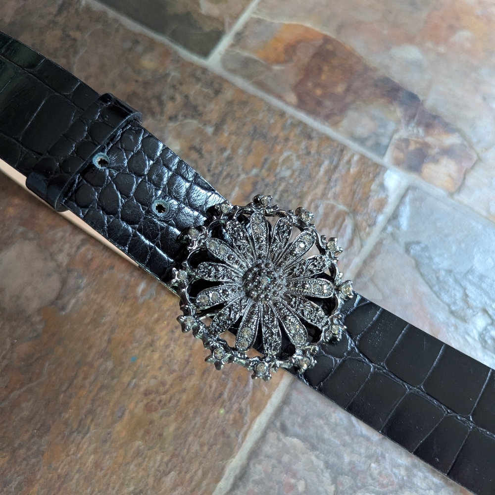 new STREETS AHEAD moc croc leather belt L